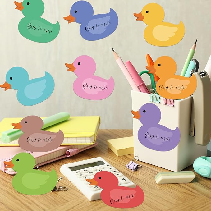 12 Pcs Duck Sticky Notes Small Duck Shaped Note Pads Colorful Animal Self Sticky Post Notes Cute Duck Memo Sticky Tabs for School Office Home Stationery Supplies Party Favors