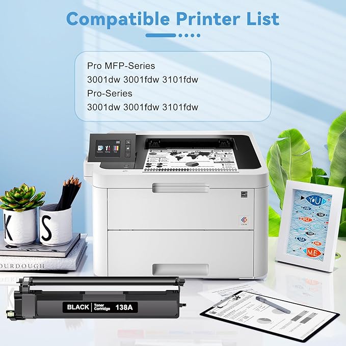 138A Toner Cartridge 2 Black with Chip Compatible for HP 138A W1380A Work with HP Laserjet Pro 3001dw 3001fdw 3001, MFP 3101fdw 3101 High Yeild Printer Toner Cartridge