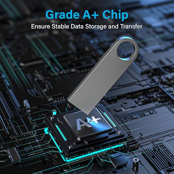 ABLAZE Custom Flash Drive 64GB 10 Pack, Personalized USB with Your Logo Metal Thumb Drives USB 2.0 Memory Stick Pendrive (Sliver)