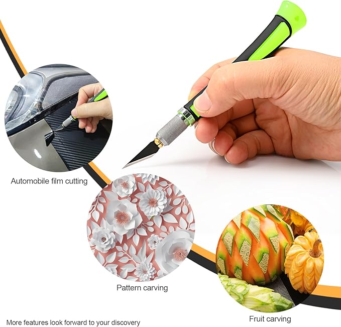 EHDIS Precision Hobby Knife Set Utility Craft Knife Kit with 10PCS Blades for Art, Working-Stencil, Scoring, Scrapbooking, Architecture Modeling, Crafting (Green)