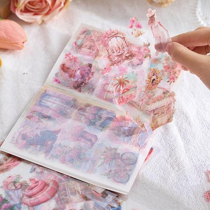 Snycler 20 Sheets PET Stickers - Vintage Journaling, Scrapbooking Supplies, DIY Craft Stickers for Junk Journals, Ephemera Sticker Book, Seasonal Themes (Summer), Pre-Cut Designs