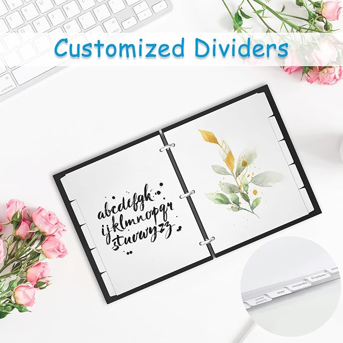 Binder Dividers for 3 Ring Binder, 1/5 Cut Tabs, Letter Size, Blank Write On Page Dividers with 5 Big Tabs for School Office Home, 8 Sets, 40 Dividers, White