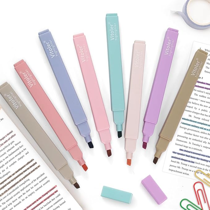 Bible Highlighters,8 Colors pastel highlighters, Cute Pens with Chisel Tip for Journaling Office School Bible Study Supplies