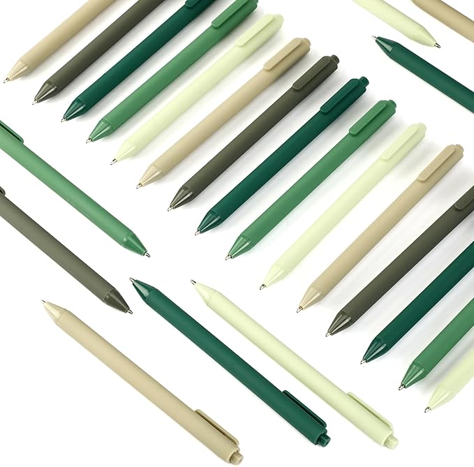 50 Pcs Ballpoint Pens Bulk Retractable Writing 1. 0 mm Black Ink Cute Pens Smooth Writing Color Fancy Gift for Teacher Student Employee Office School Home Baby Shower Supplies (Green Series)
