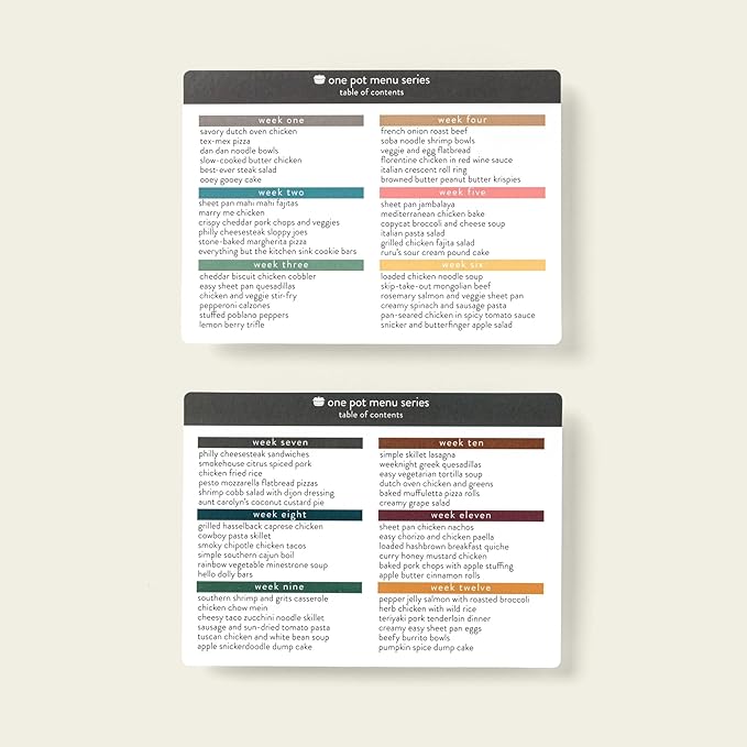 One Pot Meal Planner with 72 Recipe Cards (Photo Edition) - Weekly Menu Plans | Sturdy Recipe Box | 12 Reusable Grocery Shopping Lists | 5 Blank Recipe Cards | Recipe Card Protector | Recipe Ideas