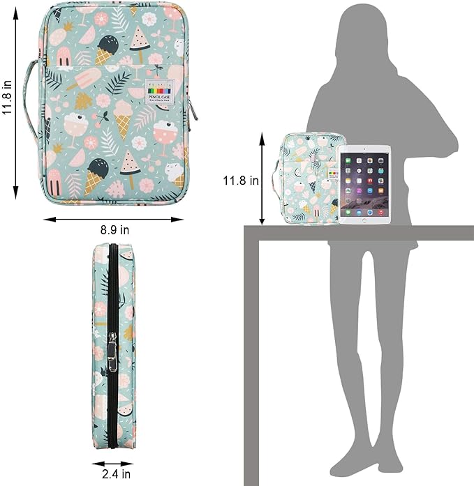 YOUSHARES Colored Pencil Case 166 Slots Pen Case Organizer With Handy Wrap & Zipper, Multilayer Holder for Prismacolor Colored Pencils & Gel Pen (Ice-Cream)