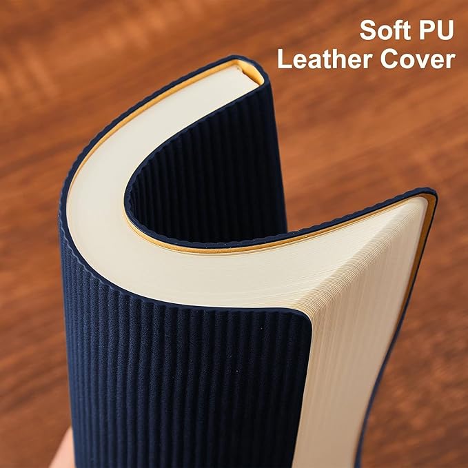 Lined Journal Notebook for Work College Ruled Note Book 5.79"x8.27" A5 PU Leather Daily Journaling 216 Pages for Women Men Writing Home School Supplies Business (Dark Blue)