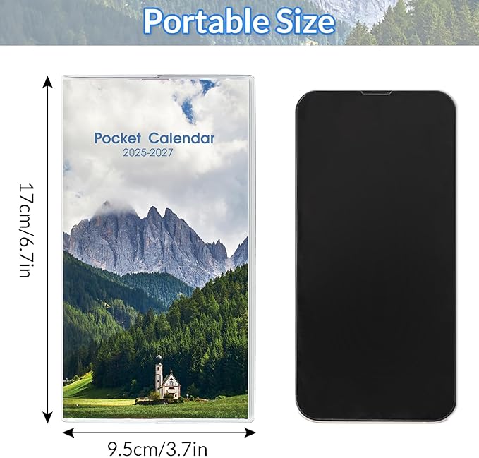 Pocket Calendar 2026-2027, Monthly Planner 2025-2027 - 3.7" x 6.7" - Runs from July 2025 Until December 2027, 2026 Pocket Calendar with PVC Cover for Organizing & Planning