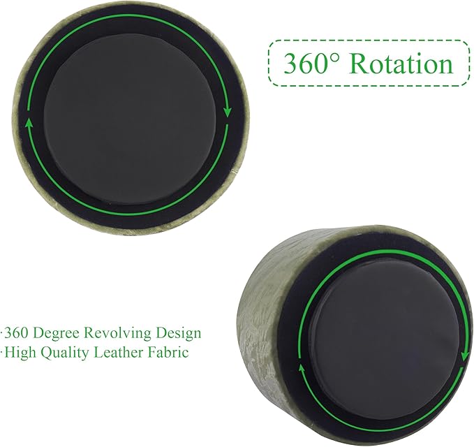 Hennaja Round Leather Art Supply Organizer,Remote Control Holder,360 Degree Spinning,Multi-Functional Pencil Holder,4 Compartments Desktop Stationary Organizer(1-Hill Green)