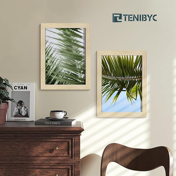 9x12 Picture Frames Set - 3 Pack - Natural Oak Wood - Tempered Glass - for Wall Photos, Family Memories, Posters & Puzzles, Home Decor