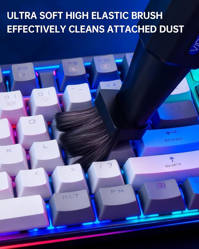 VICNOVA Compressed Air Duster, 150,000RPM Cordless Electric Air Blower with 3-Speed Adjustable Rechargeable with LED Light for Cleaning Car, Computer, PC Keyboard, Gifts for Dad, Man, Him