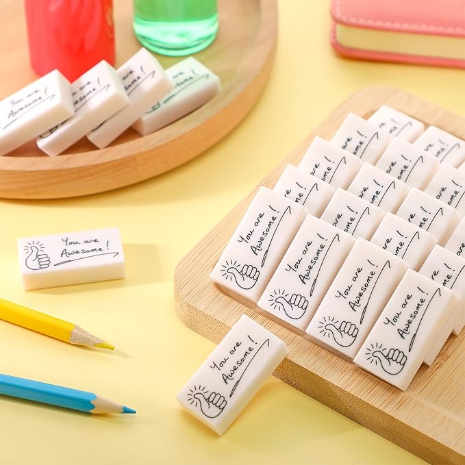 Fuutreo 200 Pcs Welcome Back to School Gifts for Students Inspirational Pencil Erasers Bulk You are Awesome White Cute Fun Erasers First Day of School Gifts Classroom Prizes from Teachers