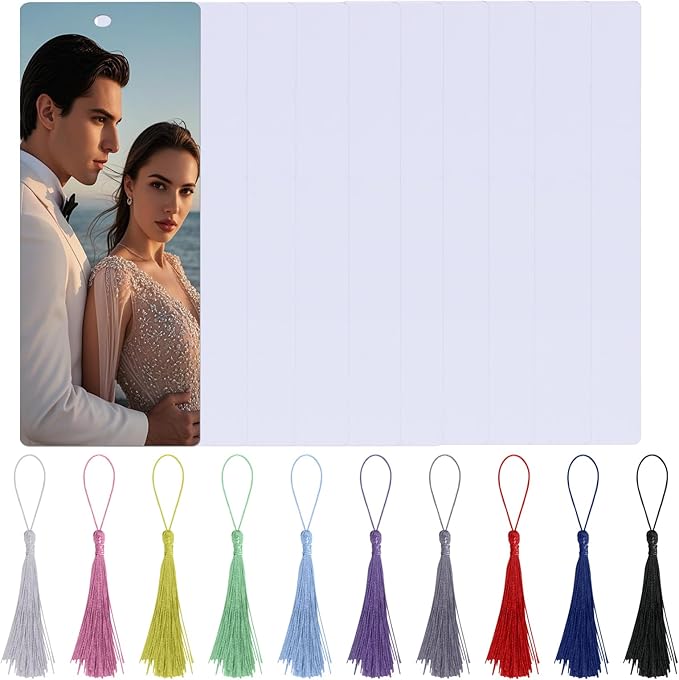 Sublimation Bookmarks Blank Aluminum 10 PCS 2X7 Inch Metal 1MM Thick Larger Bookmark for Double-Side Heat Transfer Rectangle