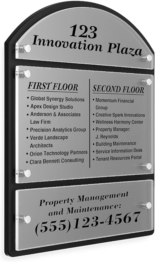 25 x 18.5 Inches Wall Mounted Office Sign Acrylic Directory Sign Office Wall Directory Large Signs Holder 6 Panels Black Backing for Restaurant Church Poster Frame Easy Install Board