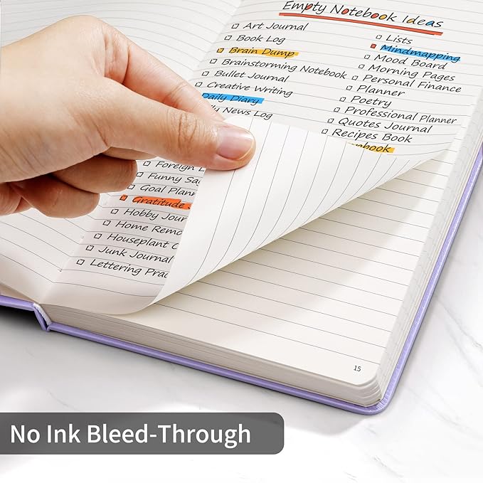 Annecy Lined Journal Notebook, Hardcover Leather Journal for Women & Men, 160 Numbered Pages, Medium 5.5" x 8.25", 100 GSM Thick Paper, Purple