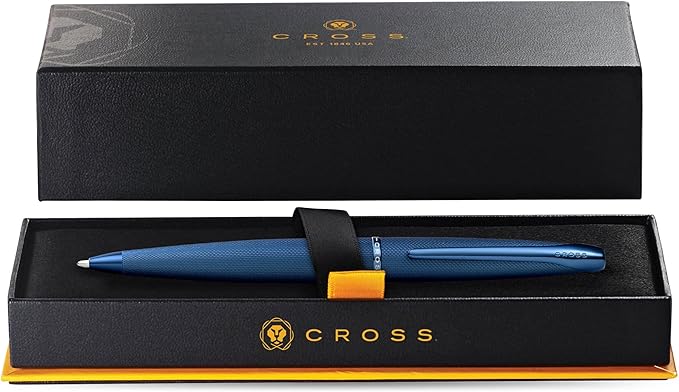 Cross ATX Refillable Ballpoint Pen Presented in a Luxury Gift Box - Medium Point, Black Ink, Sandblasted Dark Blue