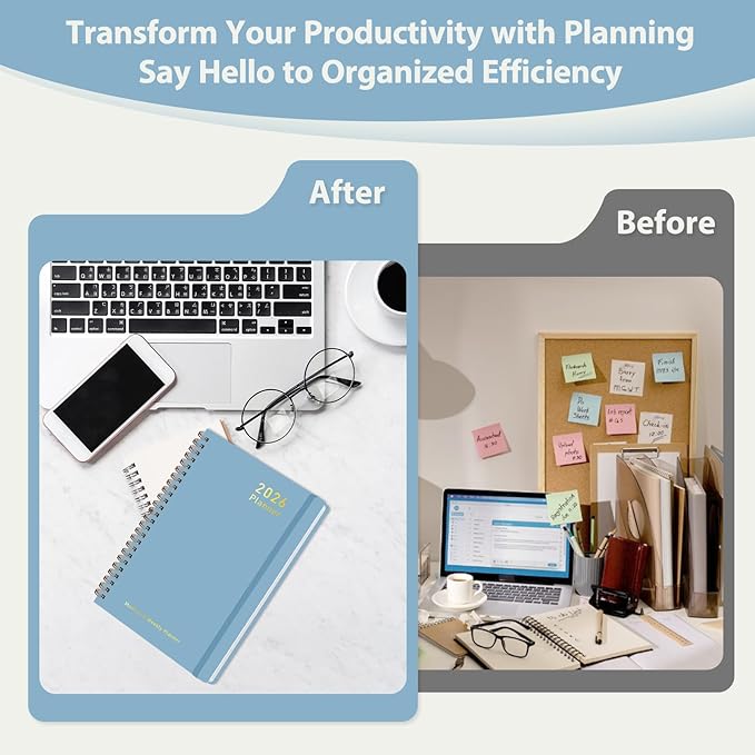 2026 Planner, Weekly and Monthly Calendar Academic Planner, Jan 2026 - Dec 2026, Planning Agenda Book for Desk Accessories and School Supplies - Letter Size (8.5'' x 11'')