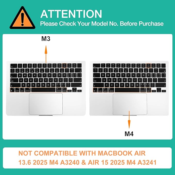 MOSISO Keyboard Cover Skin Compatible with MacBook Air 15 inch M3 A3114 M2 A2941/Air 13.6 A3113 A2681/Pro 14/16 M4 M3 M2 M1, Camel