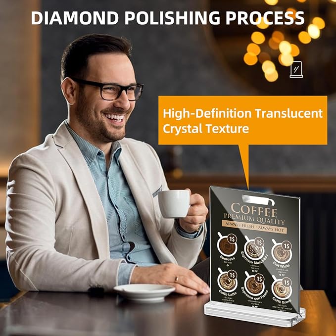 5 x 7 Acrylic Sign Holder Thickened and Widened Clear Sign Holder Display Stand T Shape Table Acrylic Paper Stands for Home Wedding Office School Restaurant 6 Pack