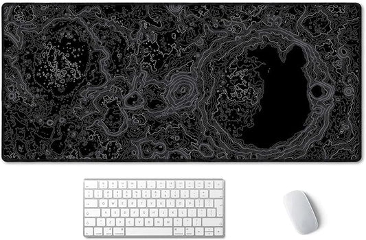 SSOIU Moon Topographic Map Extended Mouse Pad, XXL Gaming Mouse Pads, Large Big Mousepad Laptop Computer Keyboard Mat Desk Pad with Non-Slip Base Stitched Edge for Gaming Office, 35.5 x 15.7 inch