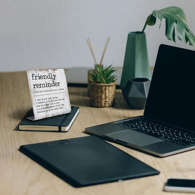 Funny Desk Signs for Work Office,Friendly Reminder Definition Office Desk Sign,Work Office gifts, Office Desk for Colleague Coworker Work bestie Friend, Office Humor Decor Sign Plaque XB288