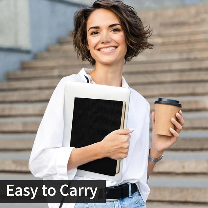 Lined Journal Notebook for Work College Ruled Note Book 7.2"x9.6" B5 PU Leather Daily Journaling 160 Pages for Women Men Writing Home School Supplies Business (Black)