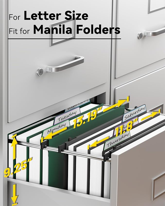 Ansook Plastic High Capacity Hanging File Folders,Heavy Duty 4”Expansion Accordian Pocket,Staggered Tabs with Movable Dividers,Reinforced Extra Wide, Letter Size,Folders for Filing Cabinet,6 Pack