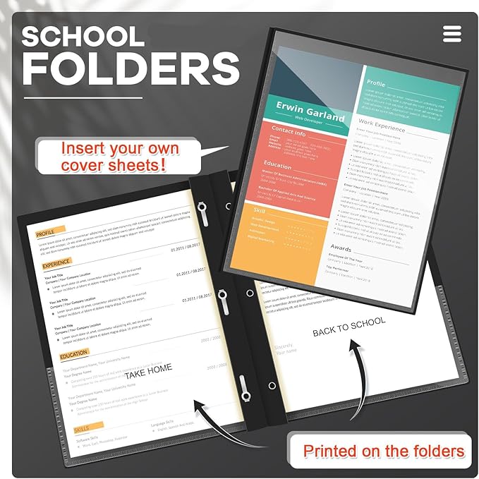 Henoyso 72 Pcs Plastic Folders with Clear Front Pocket and 3 Prong Take Home Plastic 2 Pocket Folder Back to School for Students Parent Teacher Communication for School Office (Black)