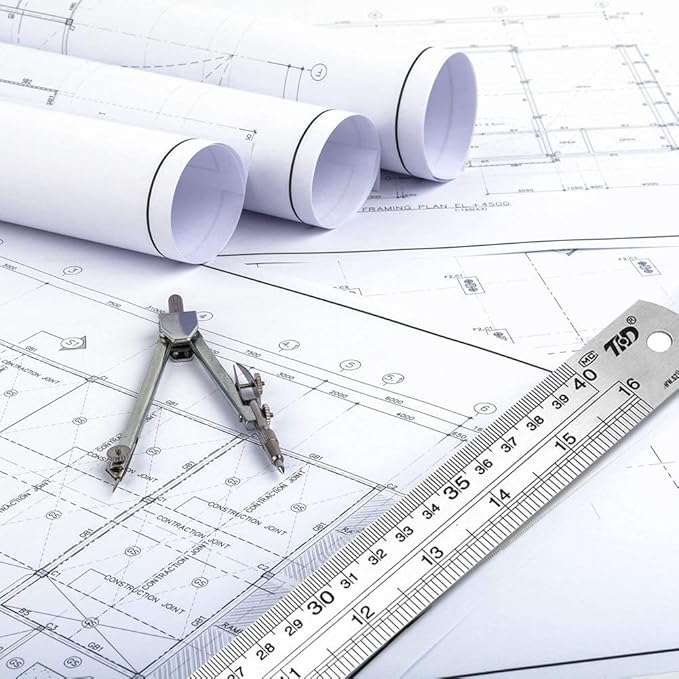 ZZTX Ruler Metal Straight Edge Stainless Steel Ruler 6 Inch Ruler Set Rulers Bulk 12 Pack