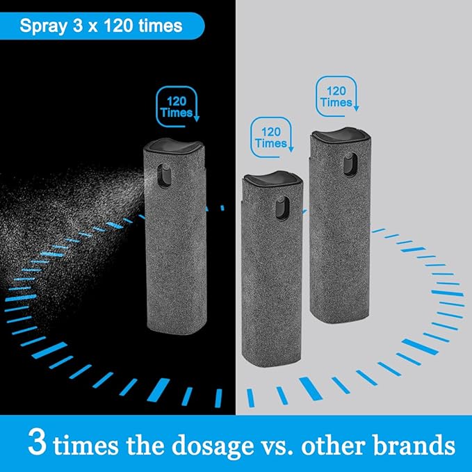 walrfid 3 Pack Screen Cleaner, Car Screen Cleaner Spray and Wipe, Computer Laptop Cleaning Kit for Electronic iPad, iPhone, Cellphone, Monitor, MacBook, Car Display, Tablet, TV Flat Screens, Grey