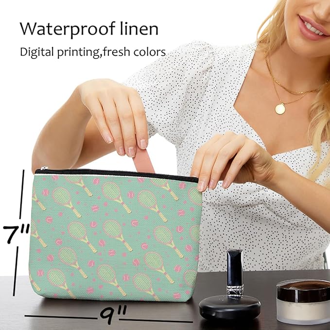 6 PCs Tennis Gifts, Inspirational Tennis Makeup Bag, Tennis Accessories Tennis Gift Cosmetic Bag Toiletry Bag, Tennis Player Graduation Birthday Gifts for Women Girls Tennis Lovers Sister Tennis Team