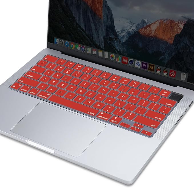 MOSISO Keyboard Cover Skin Compatible with MacBook Air 15 inch M3 A3114 M2 A2941/Air 13.6 A3113 A2681/Pro 14/16 M4 M3 M2 M1, Red