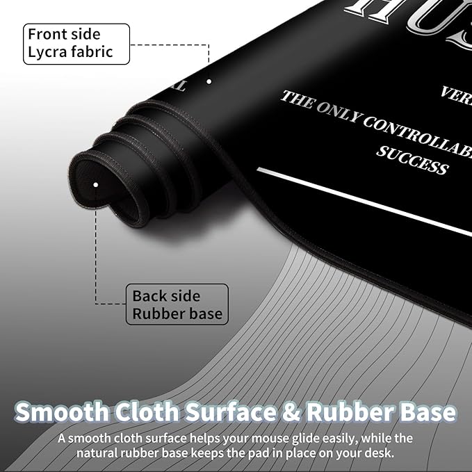 Gaming Mouse Pad, Inspirational Black Big Desk Pad for Keyboard and Mouse, 35.5" X 15.75" in Computer Keyboard Mouse Mat 3mm Thick XXL Rubber Mousepad for Laptop Gamer, Motivational Quotes