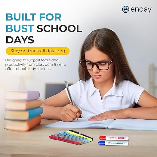 Enday Middle School Supplies Kit - 6th, 7th, and 8th Grade Back to School Supplies - 55 Piece, Premium Quality Kids School Supplies for Girls & Boys, Grades 6-8 Middle School Supplies for Kids