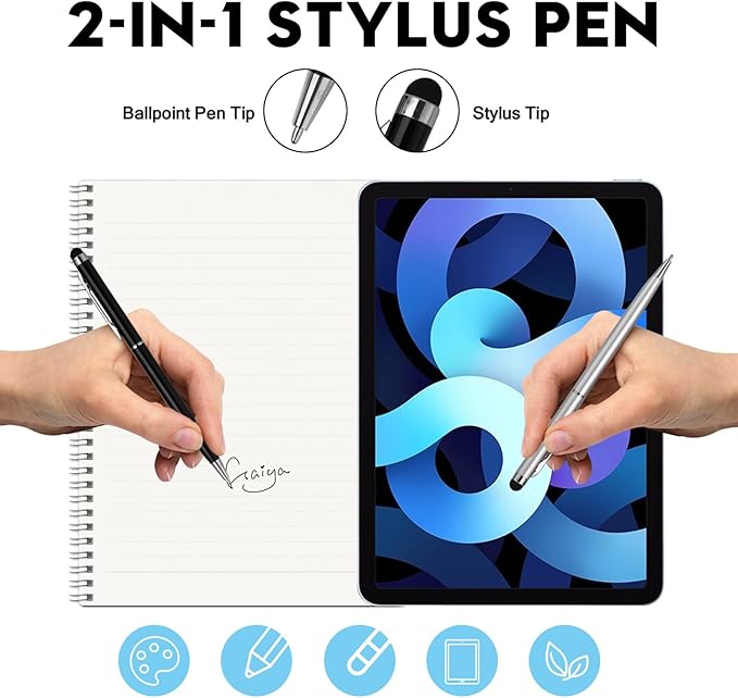 15 Pack Stylus Pens for Touch Screens Stylus Pen Compatible with Phone Tablets Kindle and Black Ink Ballpoint Pens-2 in 1 Stylists pens for Touch Screens (Silver & Black)