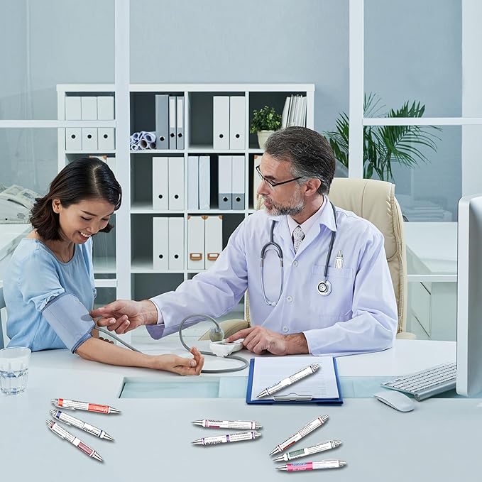 Idealmuzik Pharmacy Pens Set – Fun Medical-Themed Ballpoint Pens for Pharmacists,Nurse,Pharmacy Students,and Healthcare Workers – Smooth Writing Pens for School,Journaling,or Work – 8 Pack