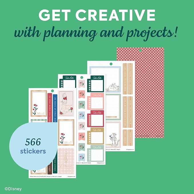 Happy Planner Disney Winnie-The-Pooh 30-Sheet Sticker Set for Planners, Calendars, and Journals, Easy-Peel Stickers, Scrapbook Accessories, 566 Stickers Total, Hunny Fields