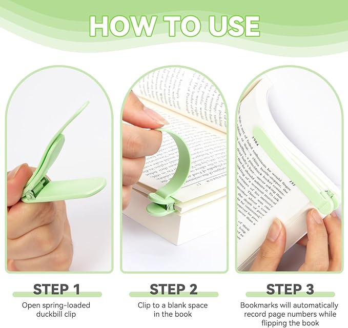 6 PCS Automatic Bookmark, Smart Bookmarks for Women Men Book Accessories Silicone Book Mark Bible Book Markers Book Marks for Reading Book Lovers Gifts Bookish Gifts Birthday Party Favors for Kids, C