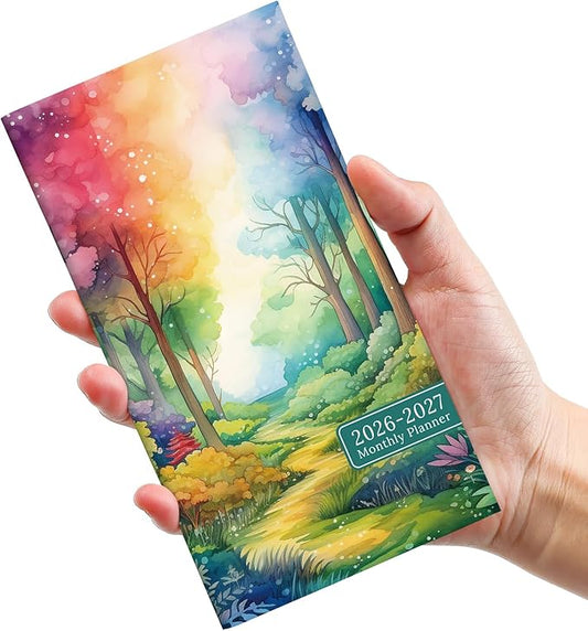 Pocket Calendar 2026-2027 for Purse, Two Year Monthly Planner Pocket Size, Jan 2026 to Dec 2027 Monthly Planner Small Size (6.5" x 3.5") - Mystic Forest