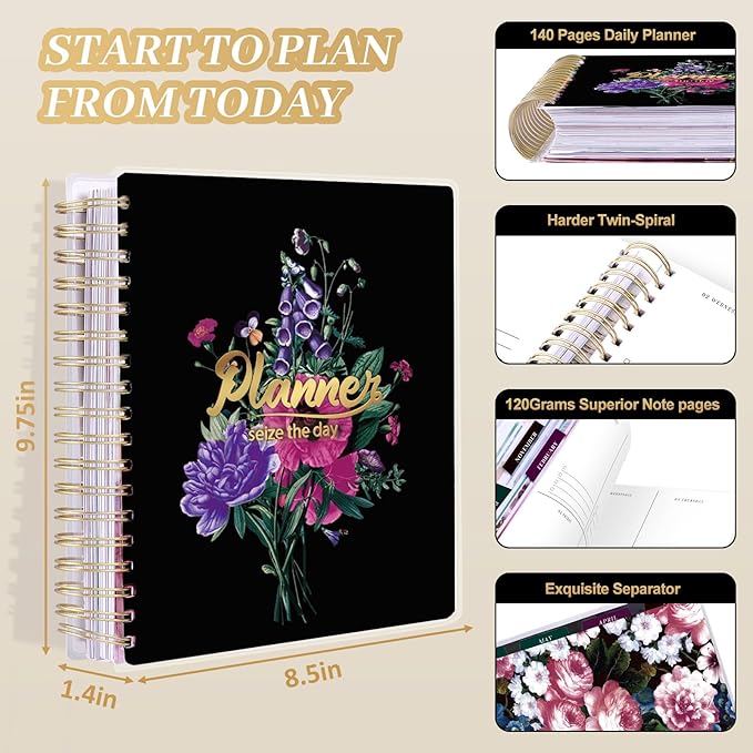 Planner 2025-2026, 18 Months Large Academic Daily Weekly Monthly Planner Organizer, July. 2025 - Dec. 2026, 8.5x9.8" Agenda with Page Tabs, Separator Page, Pocket Folder, Bookmark, Stickers & Sticky Note Set