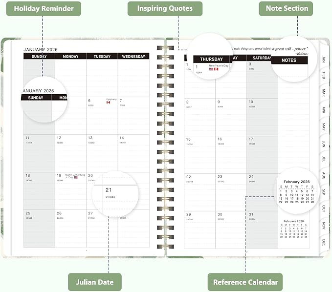 2026 Planner, Weekly and Monthly Calendar Planner Agenda, Jan 2026 - Dec 2026, Planning Academic Book, Office Desk Accessories and School Supplies - A5 (6.3'' x 8.5'')