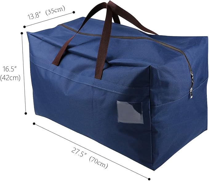 AMJ Heavy Duty Extra Large Moving Bags with Handles & Zippers, Storage Totes for Space Saving, Perfect Organization System (Blue - Set of 2)