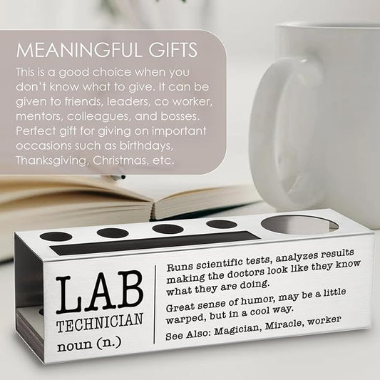 Lab Technician Definition Gifts for Women, Men, Lab Technician Tech Desk Decor Stainless Steel Pen Pencil Holders WCC51