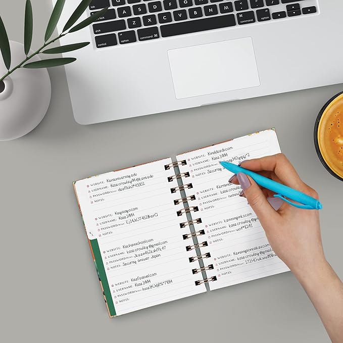 PLANBERRY Password Book Premium – Small Internet Address Organizer with A-Z Tabs – Pocket Website Password Keeper with Alphabetical Tabs – 4.7x5.7″, Hardcover (African Terracotta)