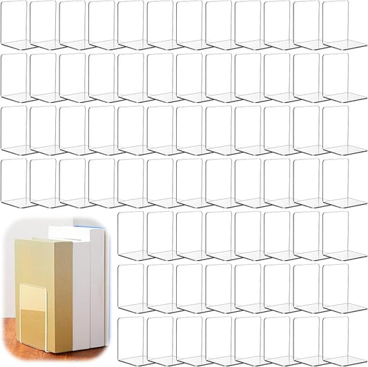 Maitys 75 Pcs Plastic Book Ends Bulk Clear Acrylic Bookends for Shelves Decorative Book Organizer Heavy Duty Holder Office Stoppers Bookshelf Desktop Decor for Movies, CDs, Video Games