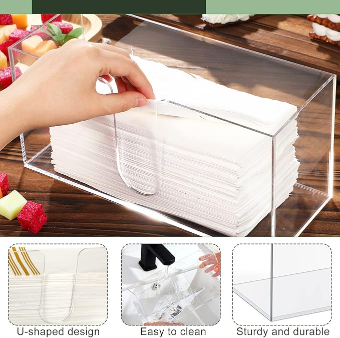 Mumufy 2 Pcs Fold Paper Towel Dispenser Countertop Napkins Dispenser Napkin Holder Multifold Disposable Acrylic Paper Towel Dispenser for Z or C Fold (Clear)