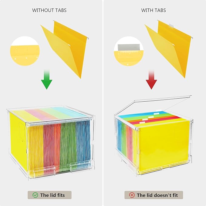 MUKAI File Organizer Box with Lid, Collapsible File Folder Organizer with Slide, Hanging File Folder Box, for Office Document Storage with Desktop organizer (3)