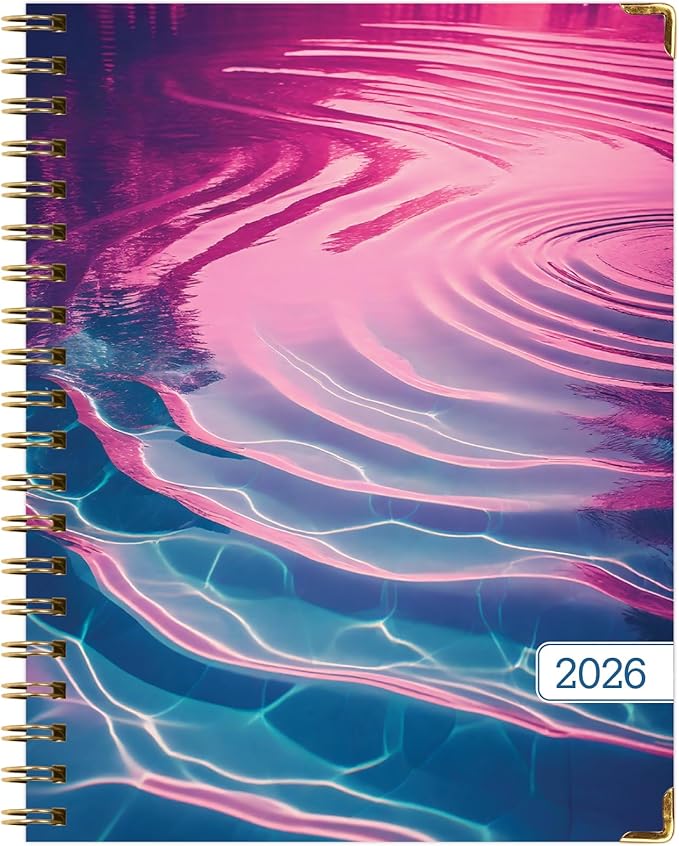HARDCOVER 2026 Planner, 8.5"x11": 14 Months (November 2025 - December 2026), Daily Weekly Monthly Planner, Yearly Agenda, Bookmark, Pocket Folder and Sticky Note Set (Summer Bliss)