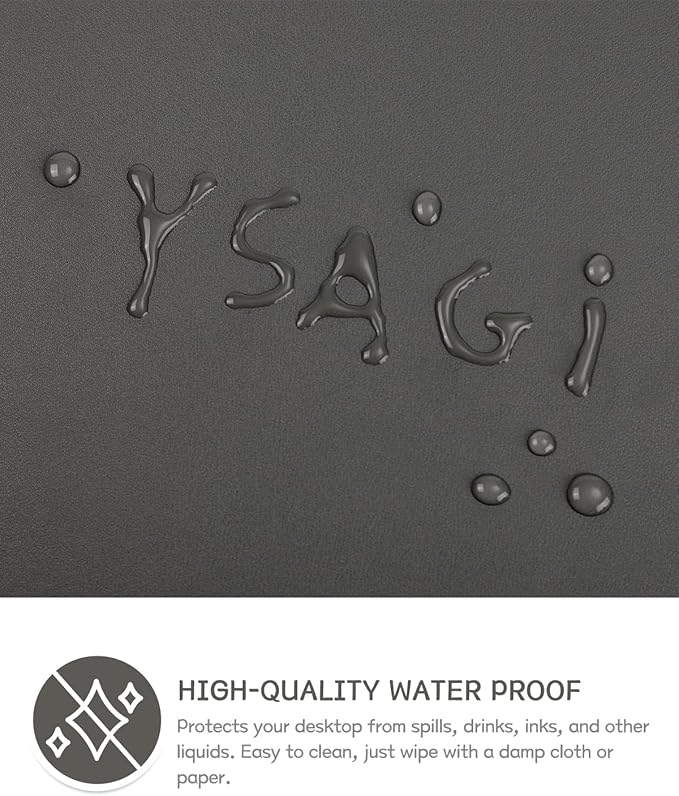 YSAGi Non-Slip Leather Desk Pad, Waterproof Laptop Computer Desk Keyboard Mat, Table Protector Blotter Mat, Large Mouse Pad for Office/Work/Home/Decor(Dark Gray, 31.5" x 15.7")