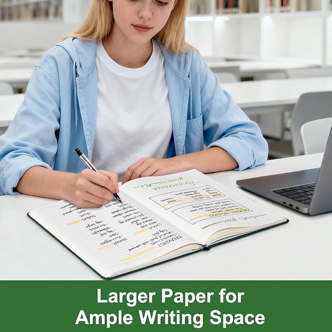 COMIX B5 Lined Journal Notebooks, 240 Pages, 6.9 x 9.8 Inches, Dark Green, Hardcover Journaling Notebooks for Men & Women- Fits for Office, Business, School, Notes Taking & Writing